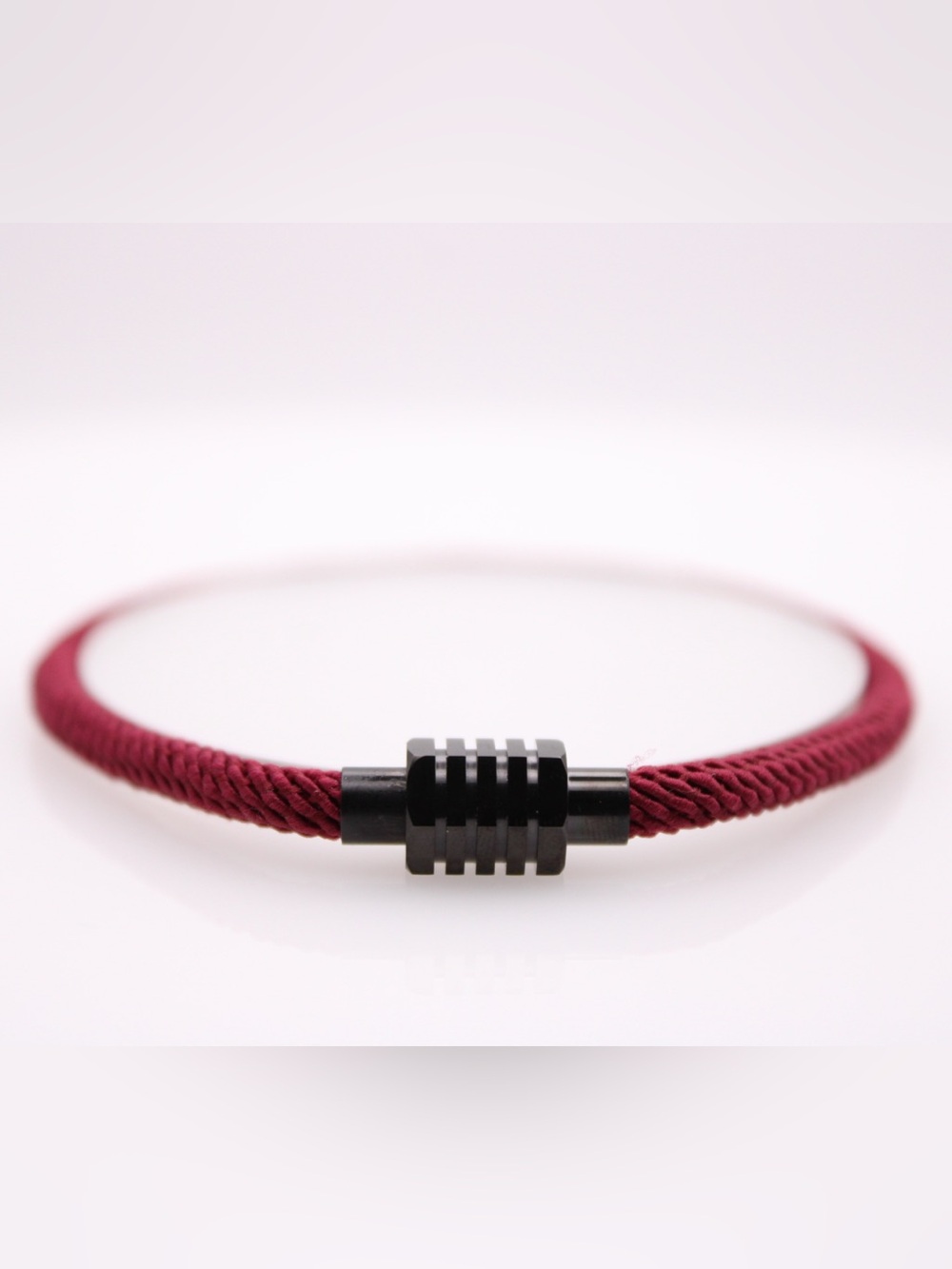 Men's Black Clasp Burgundy Rope Bracelet